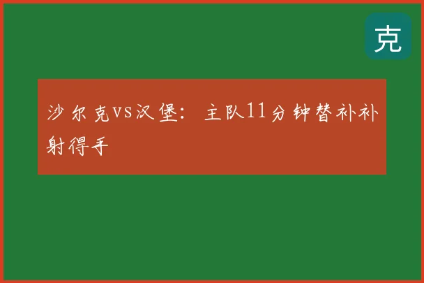 沙尔克vs汉堡:主队11分钟替补补射得手